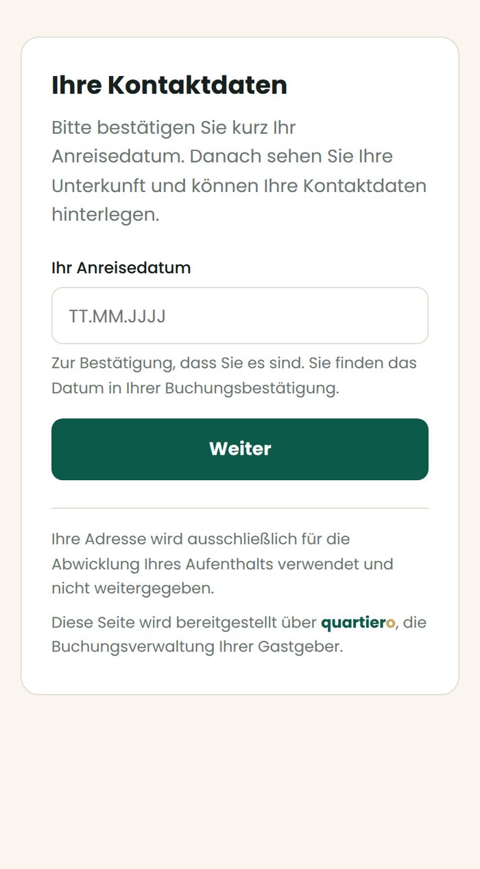 Erster Schritt: Anreisedatum