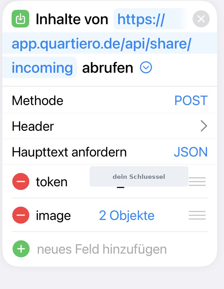 Die Aktion mit Adresse, POST und JSON