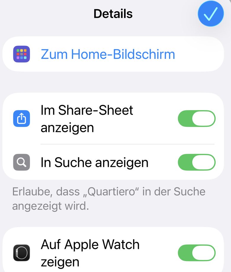 Der Schalter für das Teilen-Menü